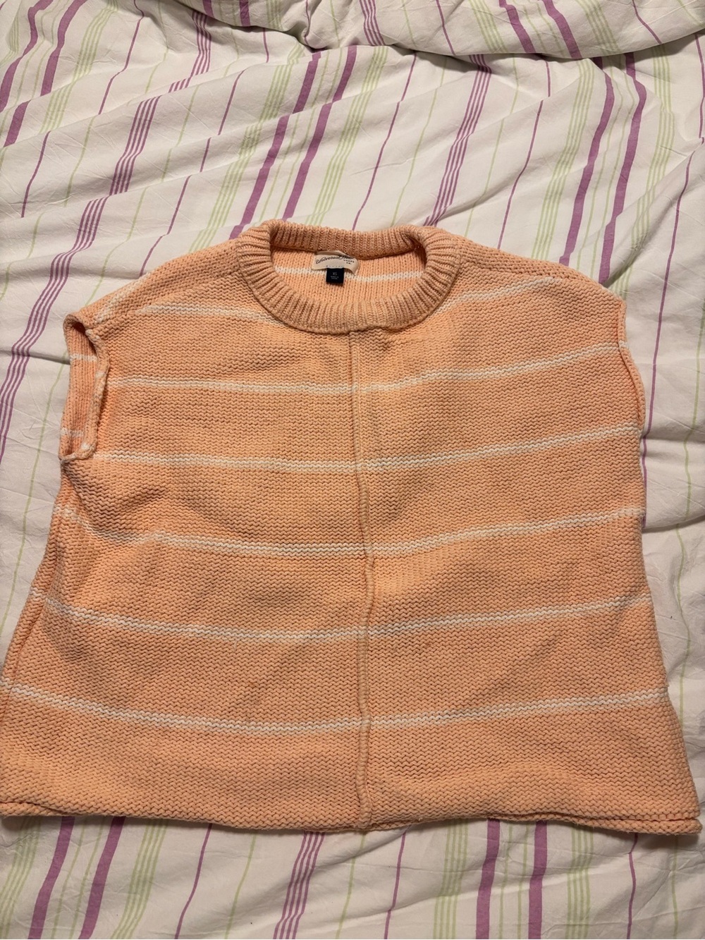 Target Peach and White Striped Crewneck Sweater Vest